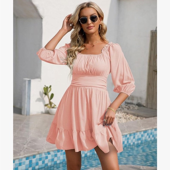 Elegant Pink Off-Shoulder Dress - Picture 2 of 3